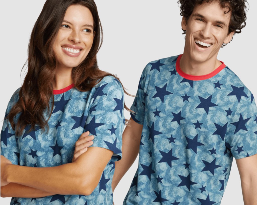 guy and girl in star tees