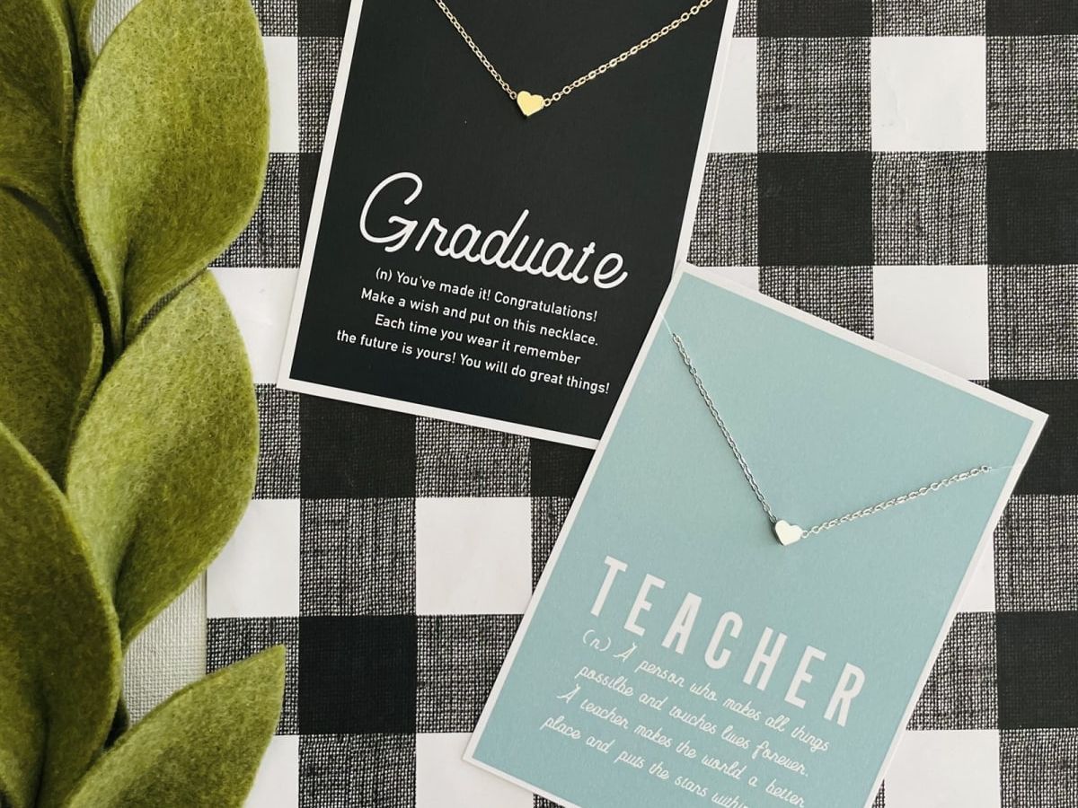 heart graduate and teacher necklace