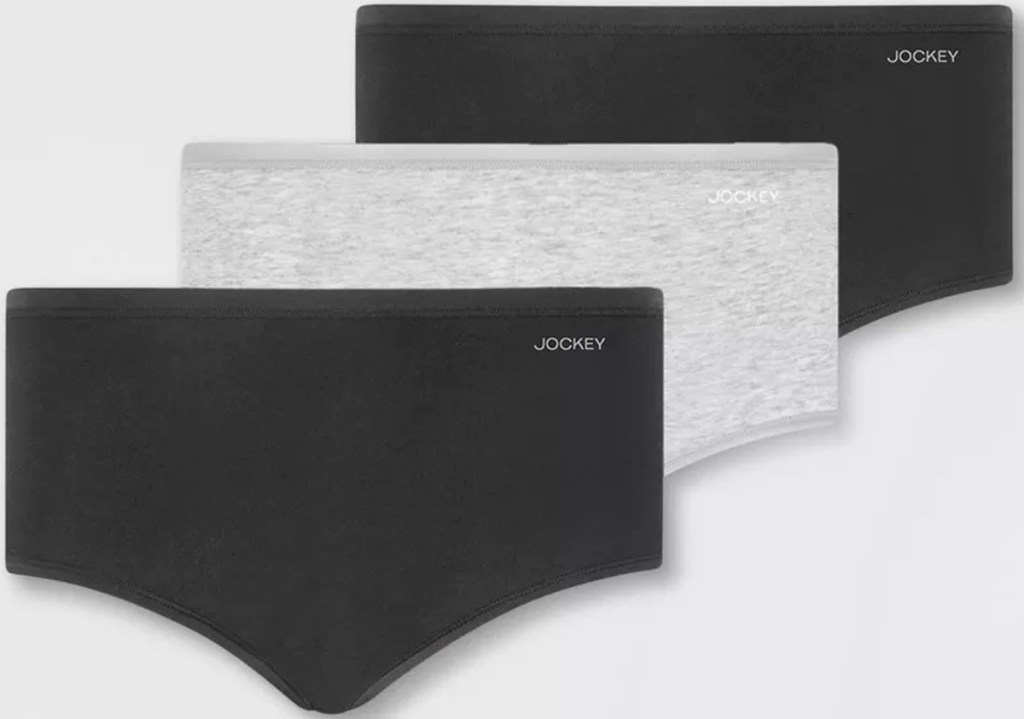 black, gray and black pairs of jockey womens underwear