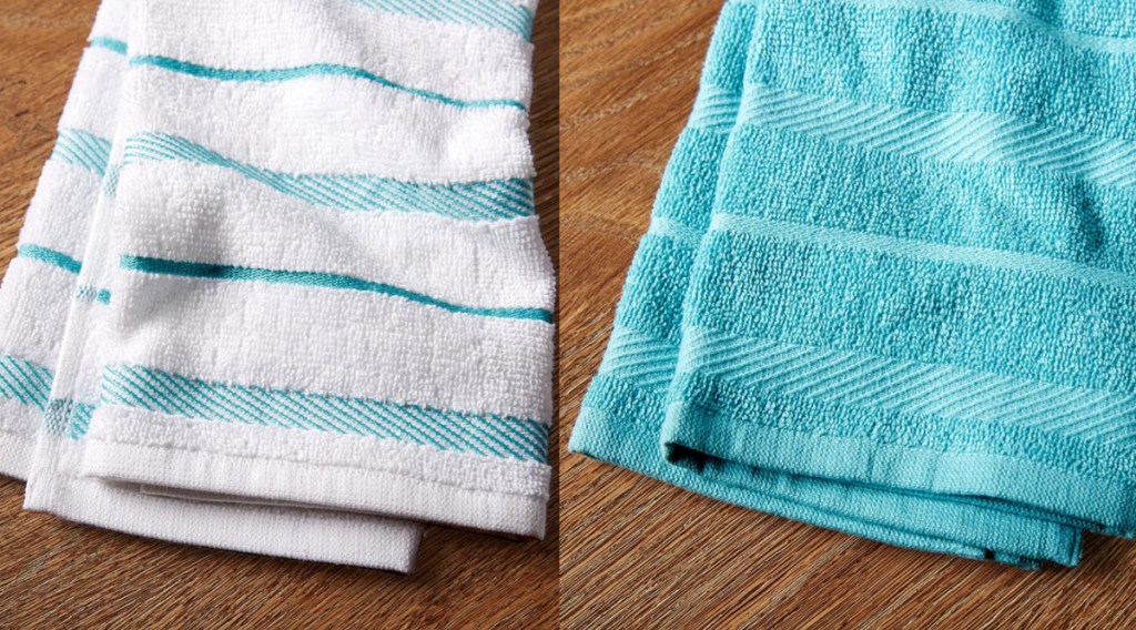 kitchen towels on wood