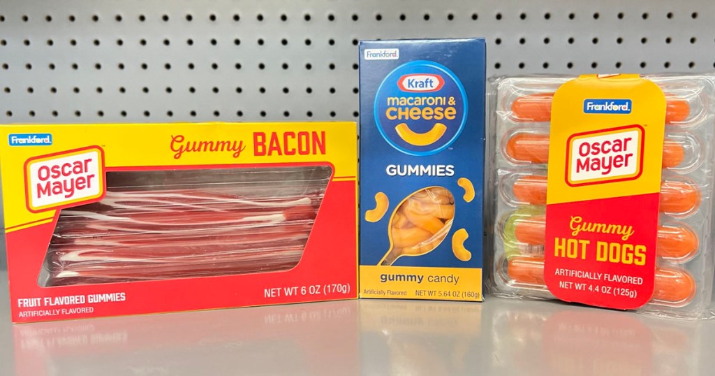 oscar mayer gummy bacon and hot dogs and kraft mac n cheese