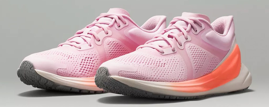 pair of light pink lululemon running shoes