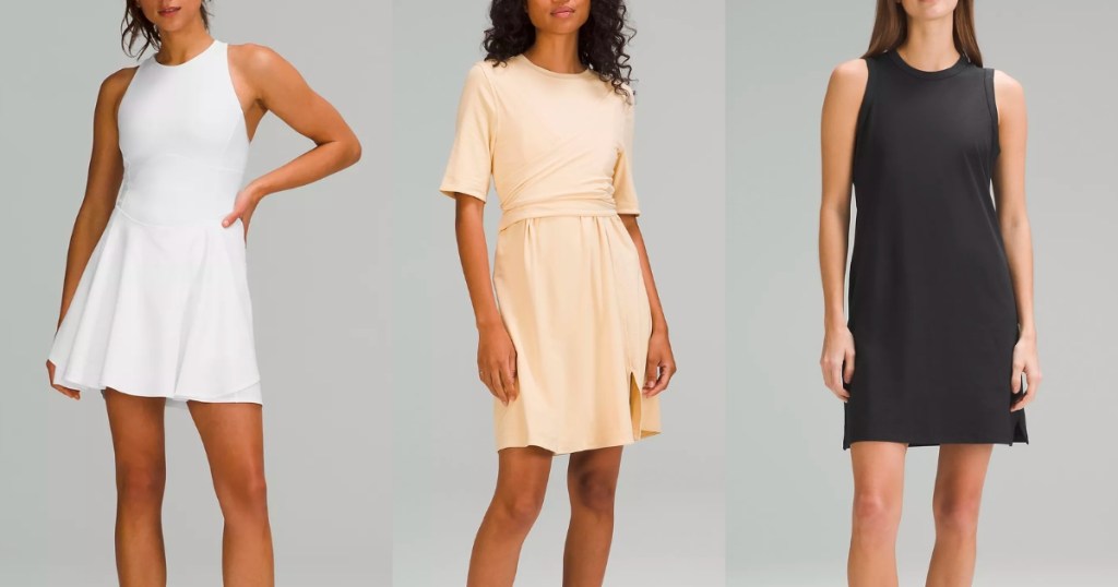 lululemon tennis dress, wrap front dress, and classic fit dress