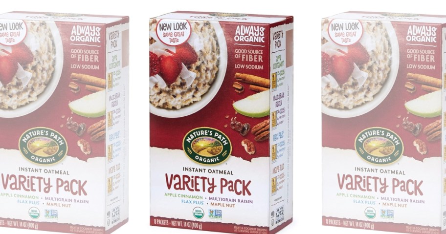 3 boxes of Nature's Path Variety Pack instant oatmeal