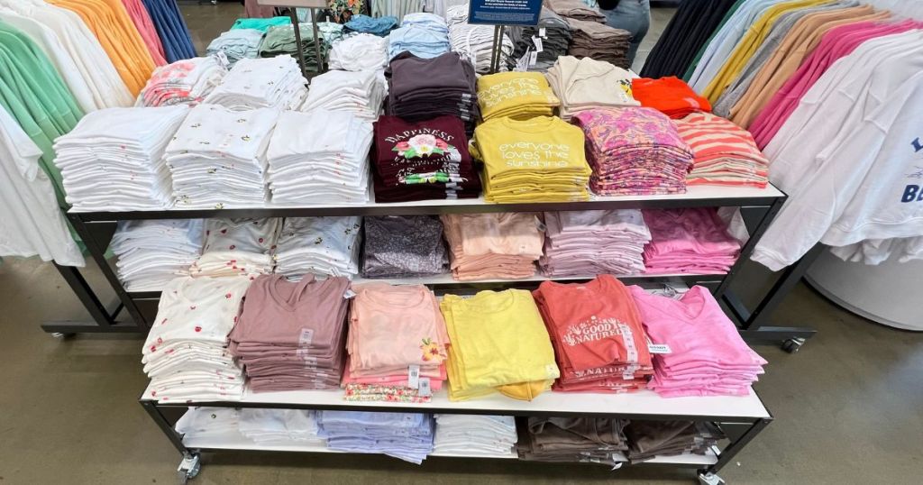 girls shirts on display in old navy store