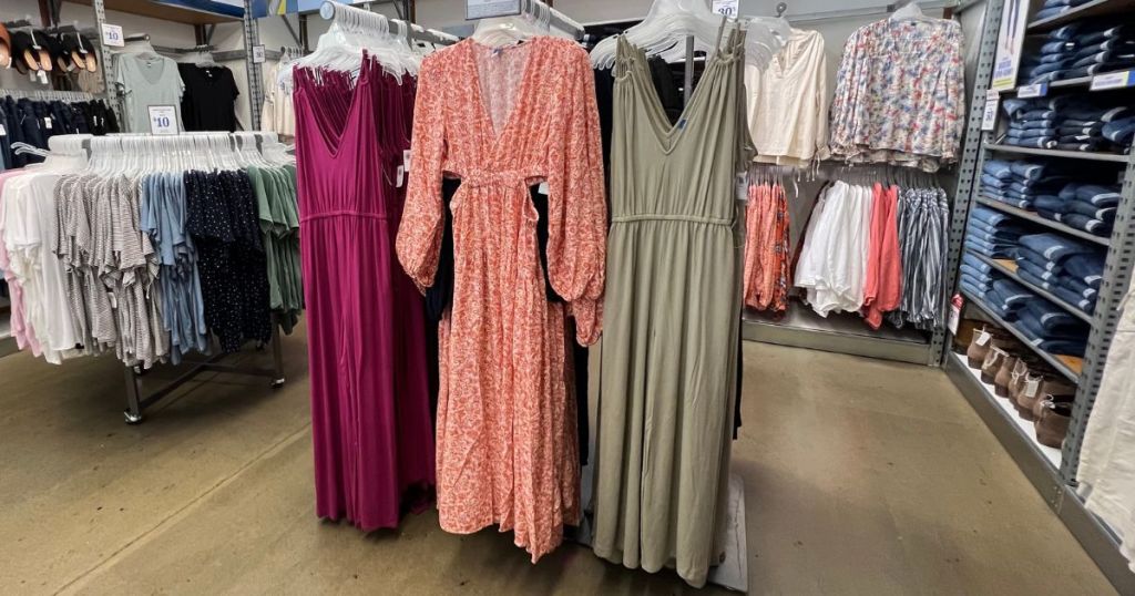 dresses hanging in store at old navy
