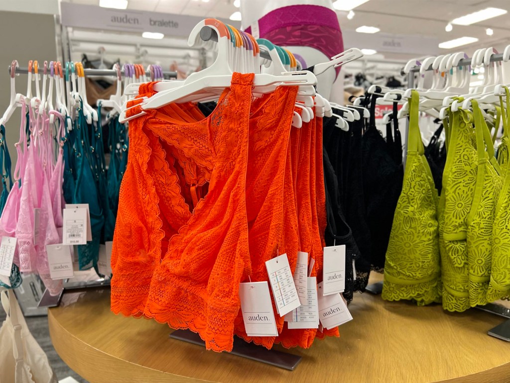 orange bra on display in target store