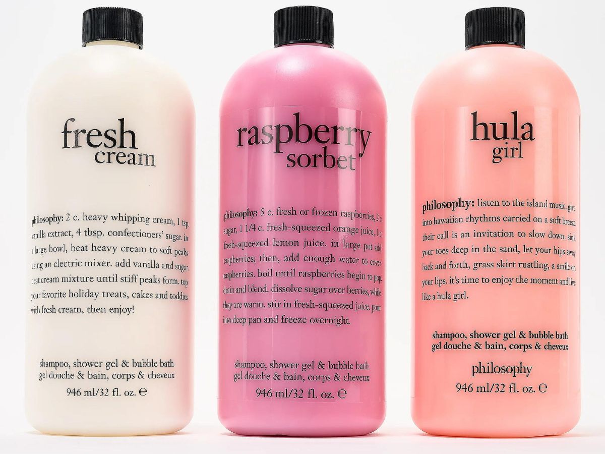 philosophy fresh cream, philosophy raspberry sorbet and philosophy hula girl