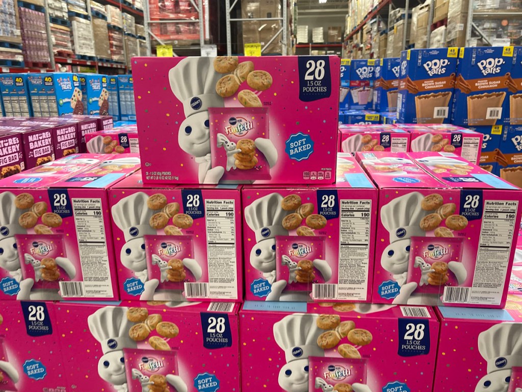pillsbury funfetti cookies cookie boxes stacked in sams club