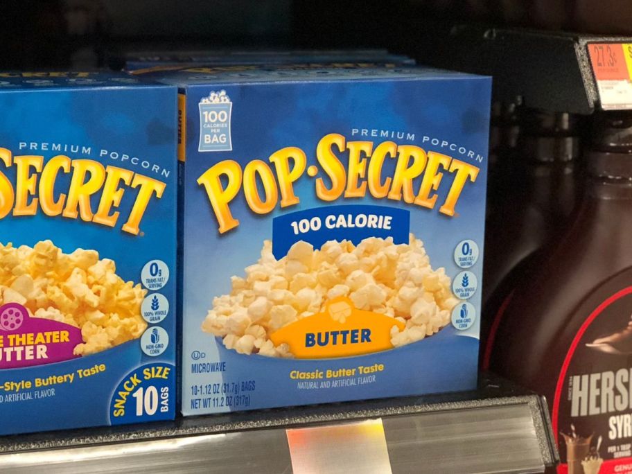 pop secret popcorn box on shelf in store