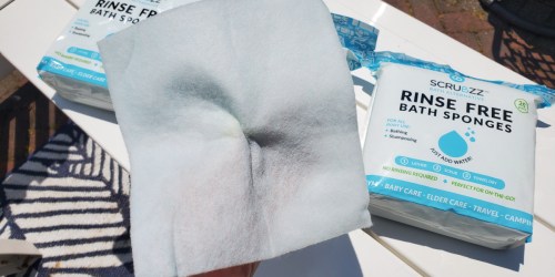 Scrubzz Rinse Free Bath Sponges 75-Count Set Just $27 Shipped (Perfect for Camping & More!)