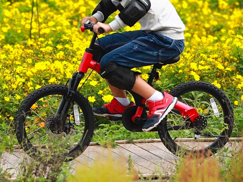boy riding segway ninebot red bike