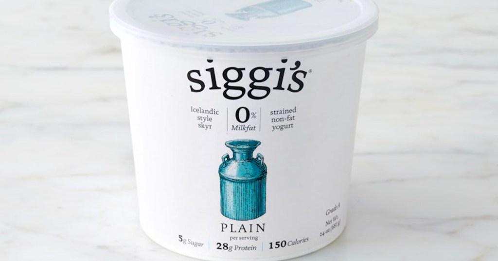 siggi's plain 24oz yogurt on counter