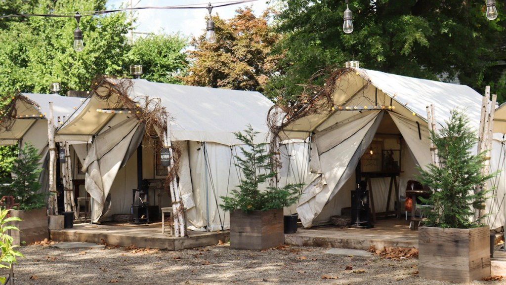 row of tents outside