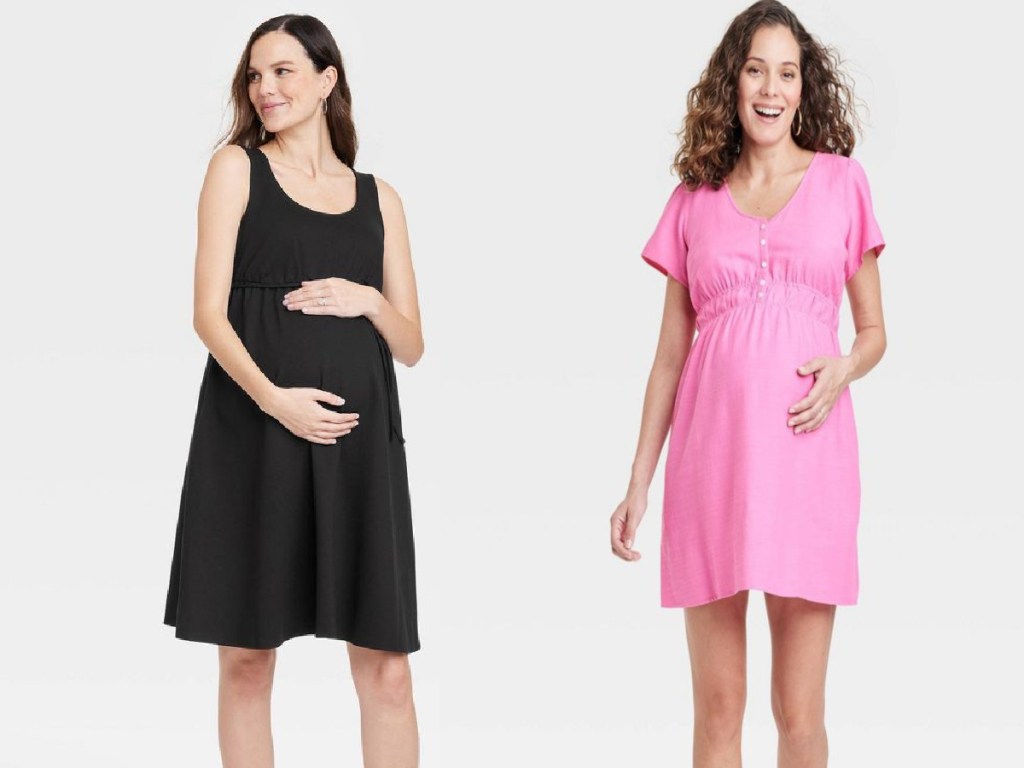 two target models wearing maternity dresses