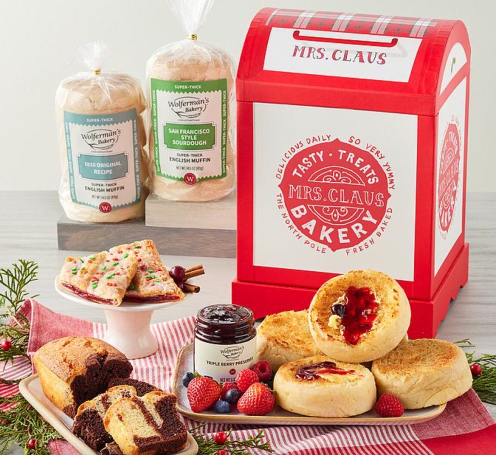 wolfermans english muffins with santa mailbox deco tin