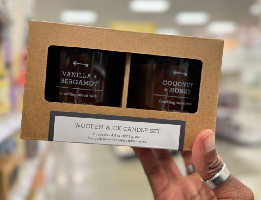 2 pack wooden wick candles