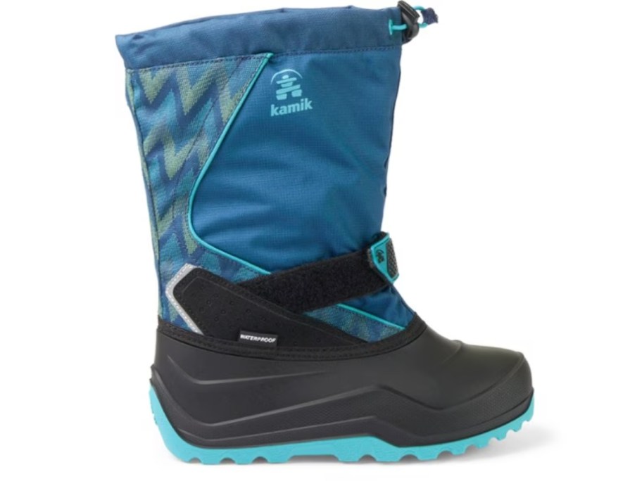 blue and black kid's snow boot