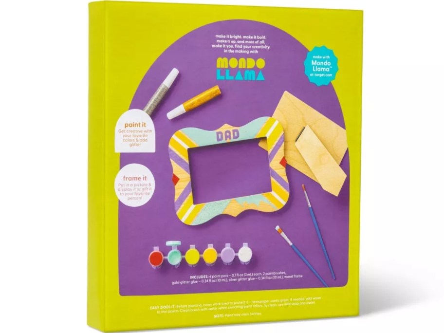 box with a Mondo Llama Make-Your-Own Frame Mother/Father Day Craft Kit
