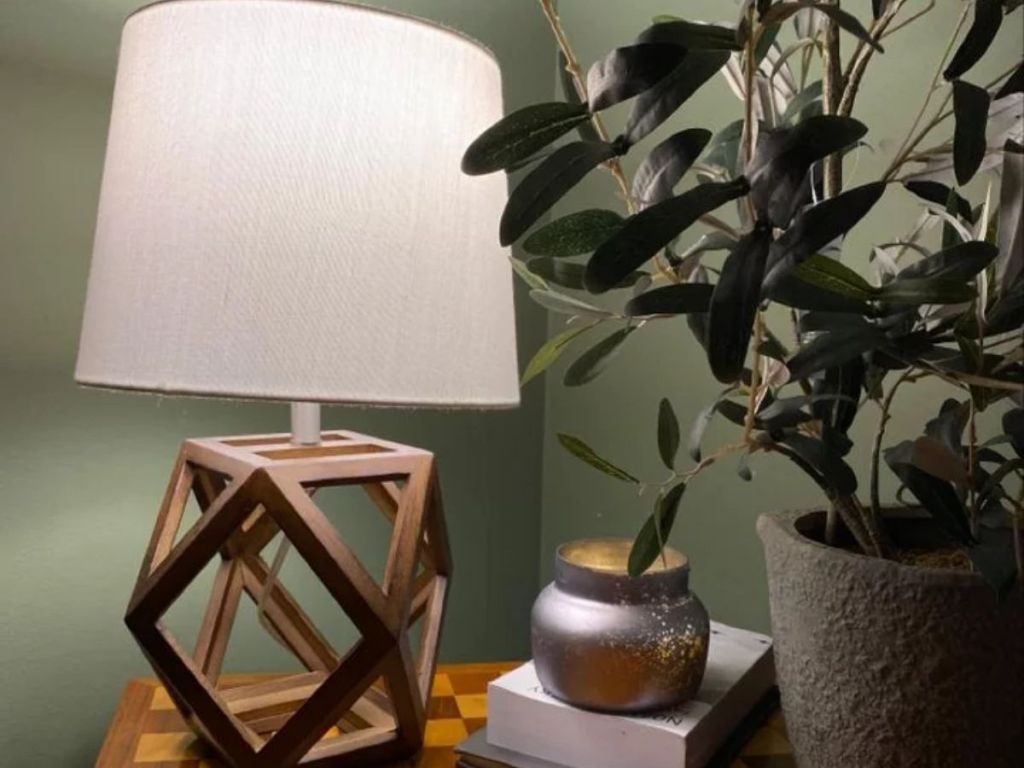 Threshold Geometric Wood Figural Accent Lamp Brown 