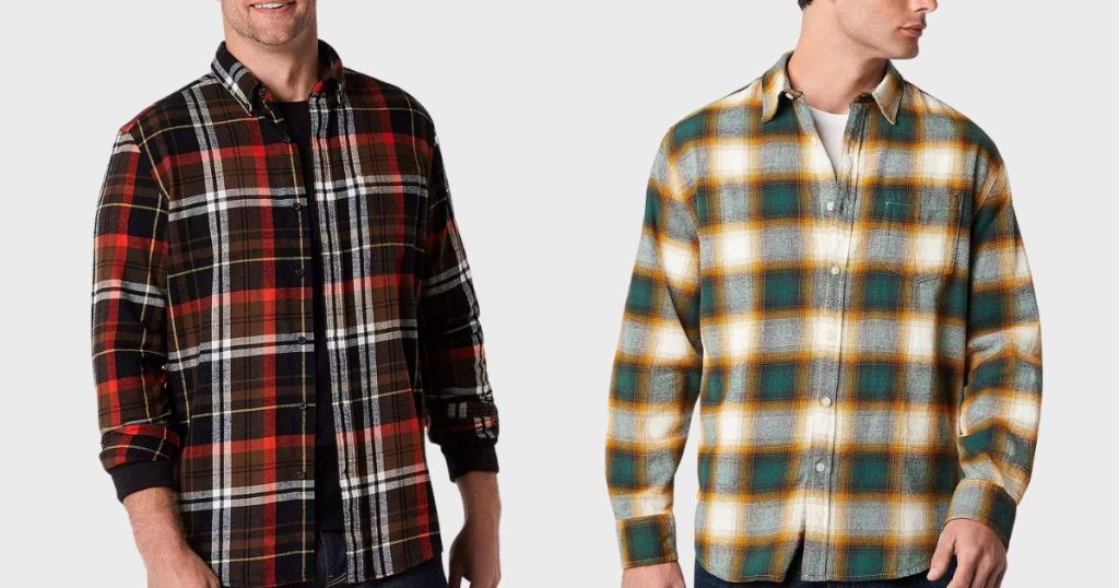 St. John's Bay Mens Classic Fit Long Sleeve Flannel Shirt and Arizona Mens Long Sleeve Flannel Shirt 