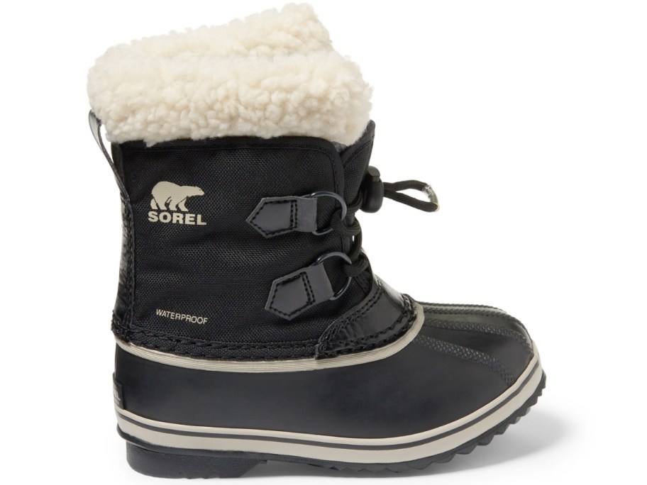 black and white with fleece kid's snow boot