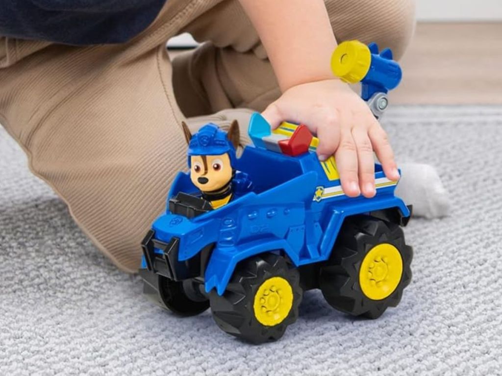 Paw Patrol, Dino Rescue Chase’s Deluxe Rev Up Vehicle with Mystery Dinosaur Figure 