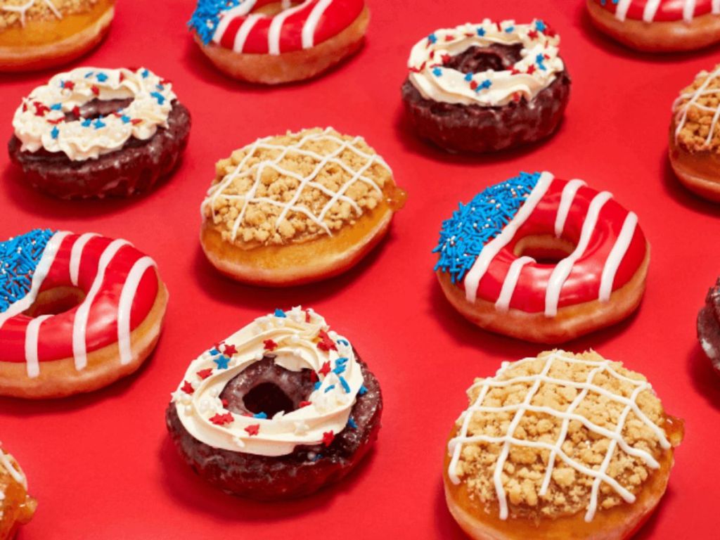 4th of July themed Krispy Kreme Dougnuts