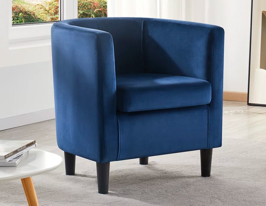 Alden Design Contemporary Velvet Barrel Accent Arm Chair