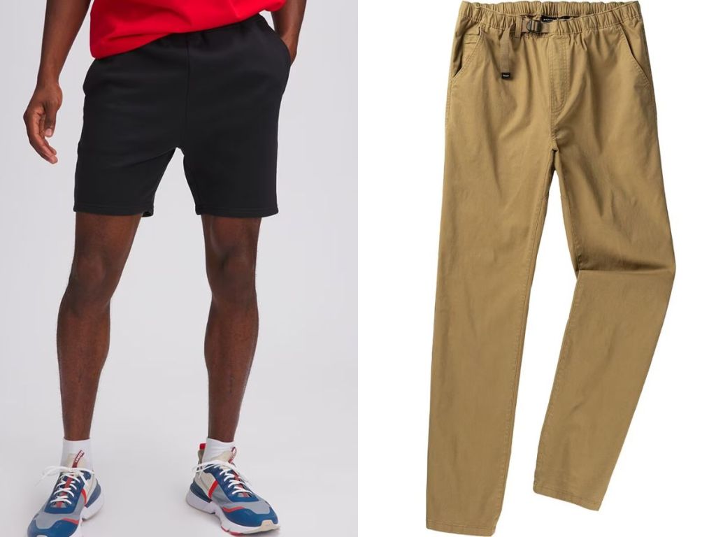 Stock images of man wearing shorts and a pair of Prana pants 