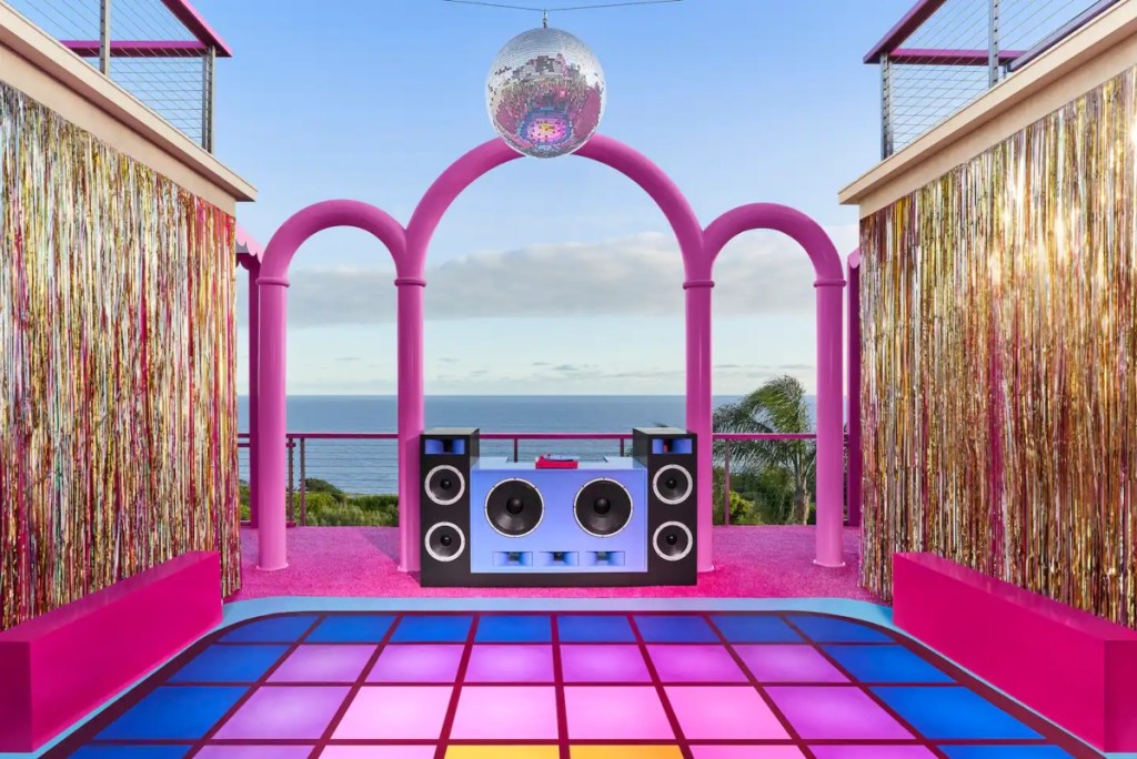 life-size outdoor Barbie disco floor