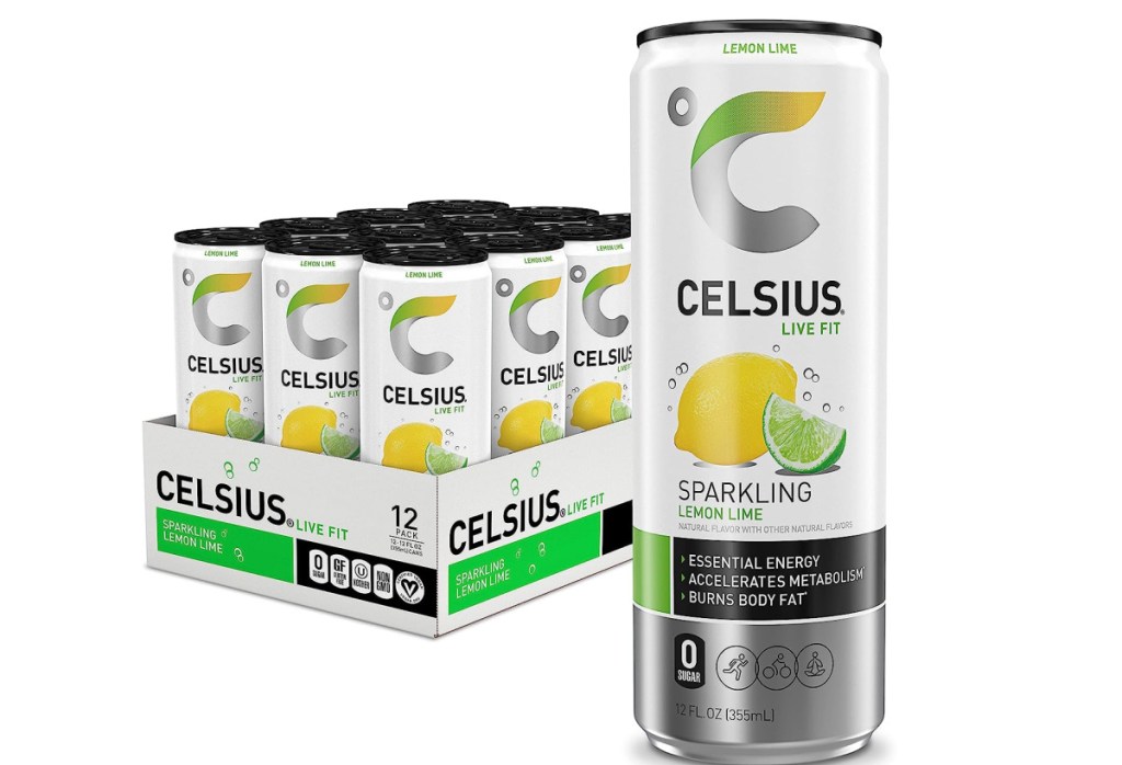 CELSIUS Sparkling Essential Energy Drink 12oz 12 Pack in Lemon Lime