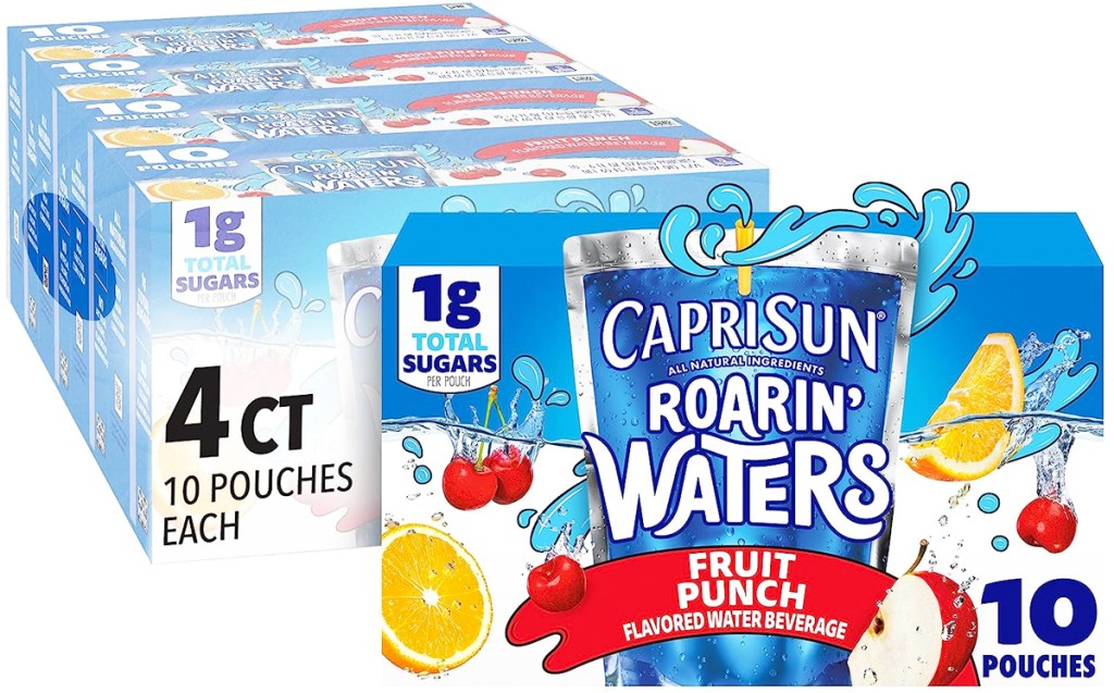 4 boxes of Capri Sun Roarin' Waters Fruit Punch Wave juice pouches