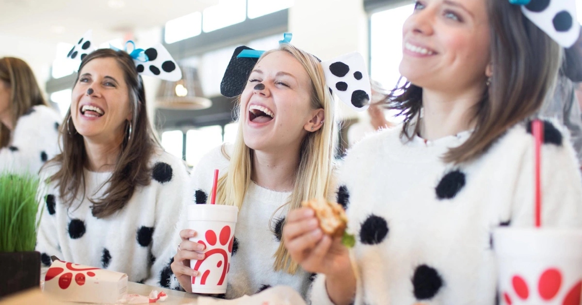 women dressed up like Cows at Chick-fil-A