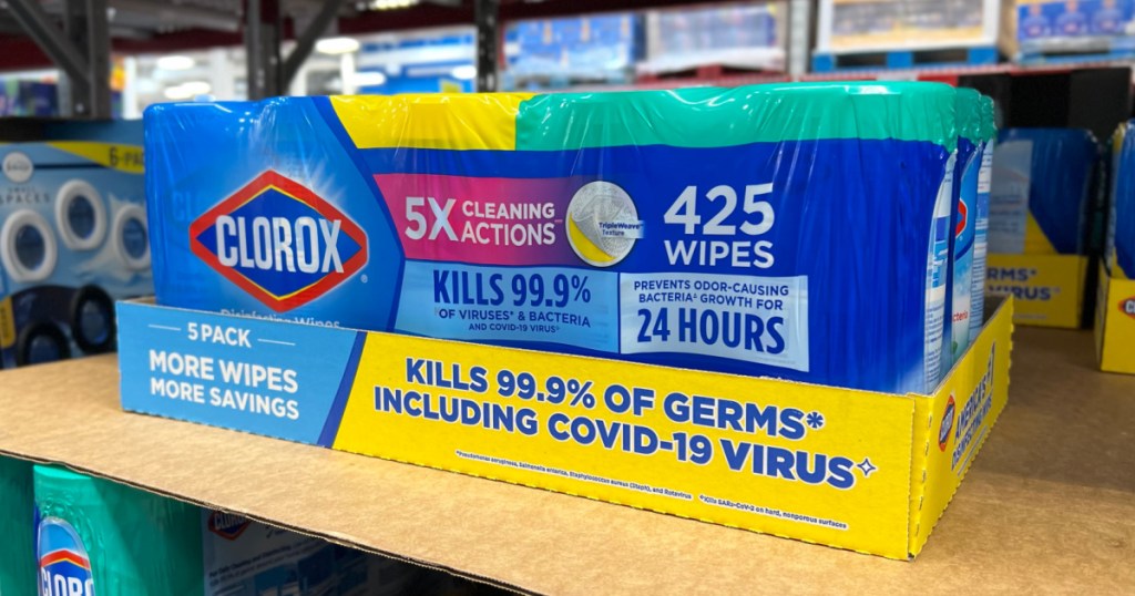 a package of Clorox Wipes at Sams Club