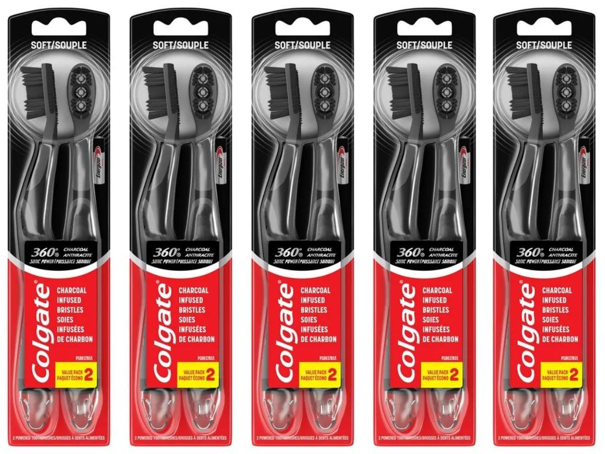 Colgate 360 Soft Charcoal Battery Powered Toothbrush 2 Pack