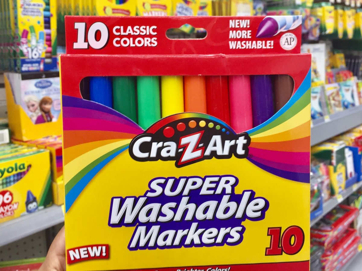 hand holding a package of Cra Z art markers 10 count