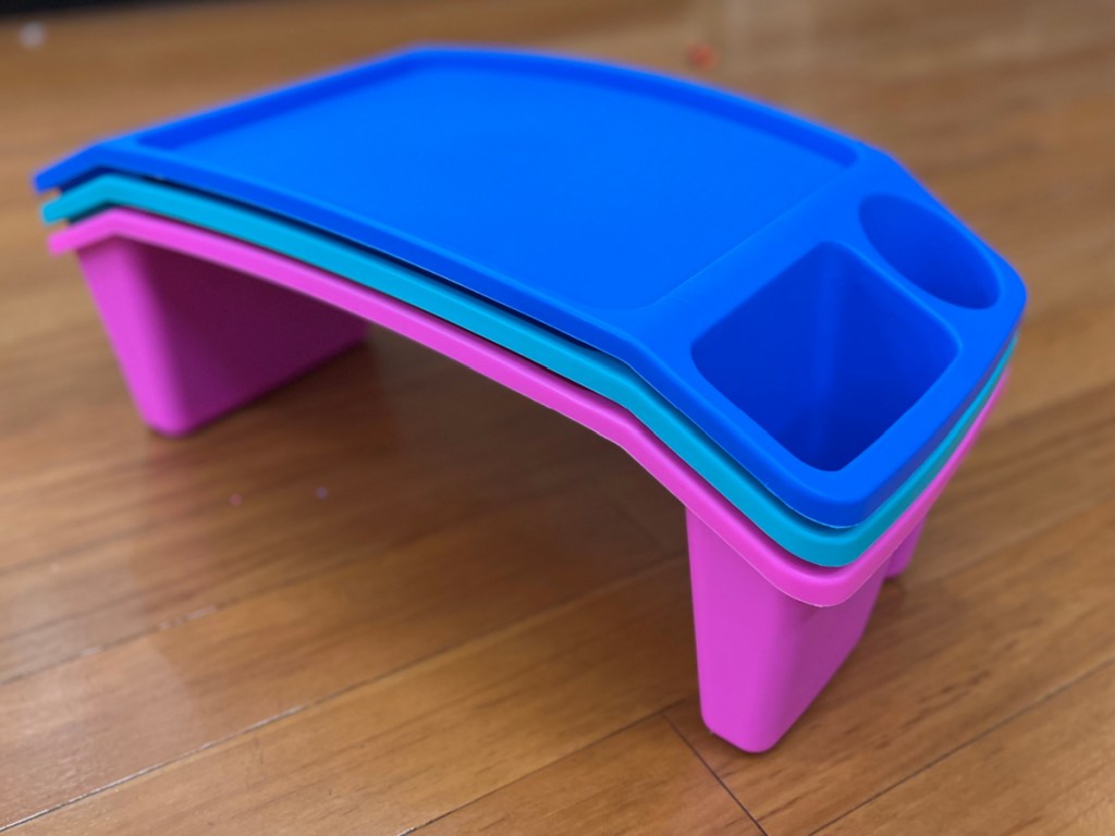 blue and pink Creatology Lap Trays Michaels stacked in store