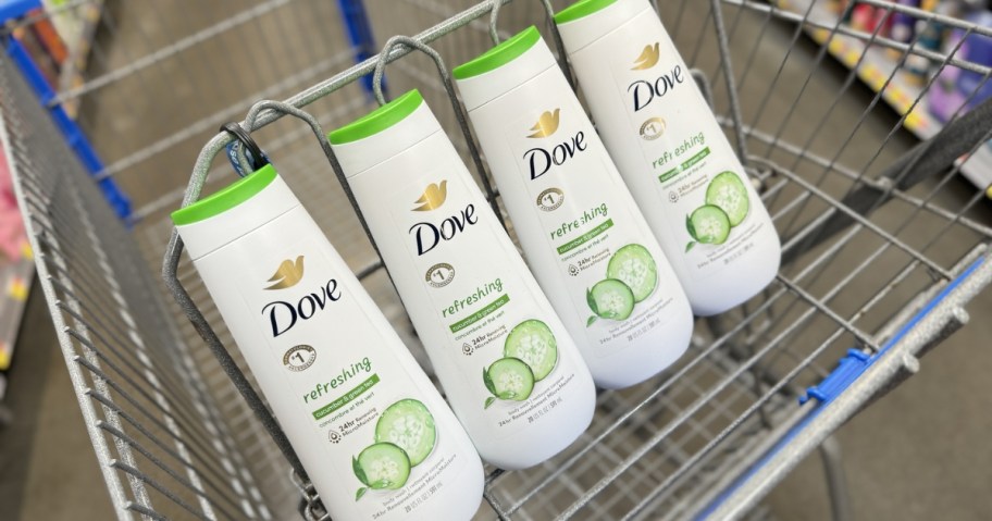 4 bottles of Dove Refreshing Cucumber and Green Tea Body Wash