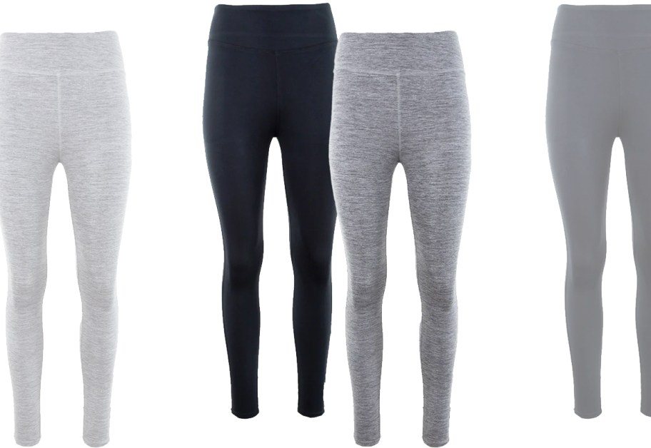 pairs of black and grey leggings