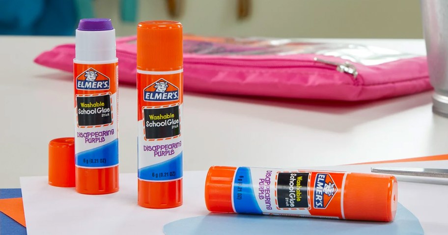 Elmers Washable School Glue Sticks on desk