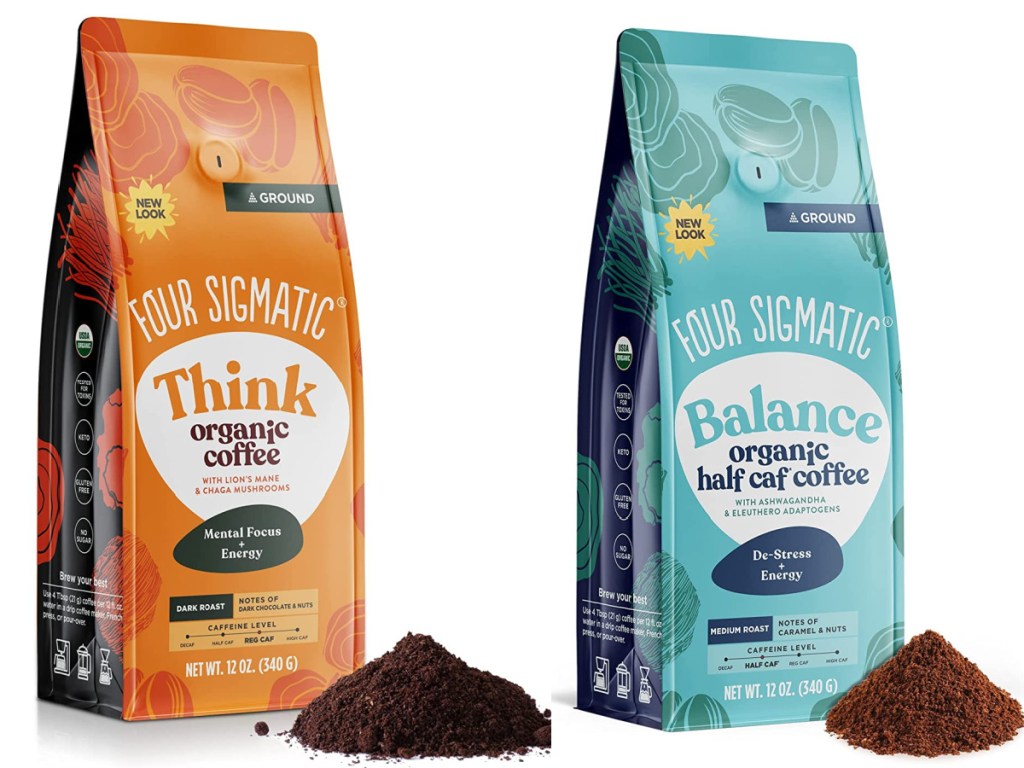  Four Sigmatic Organic Ground Mushroom Coffee in think and balance