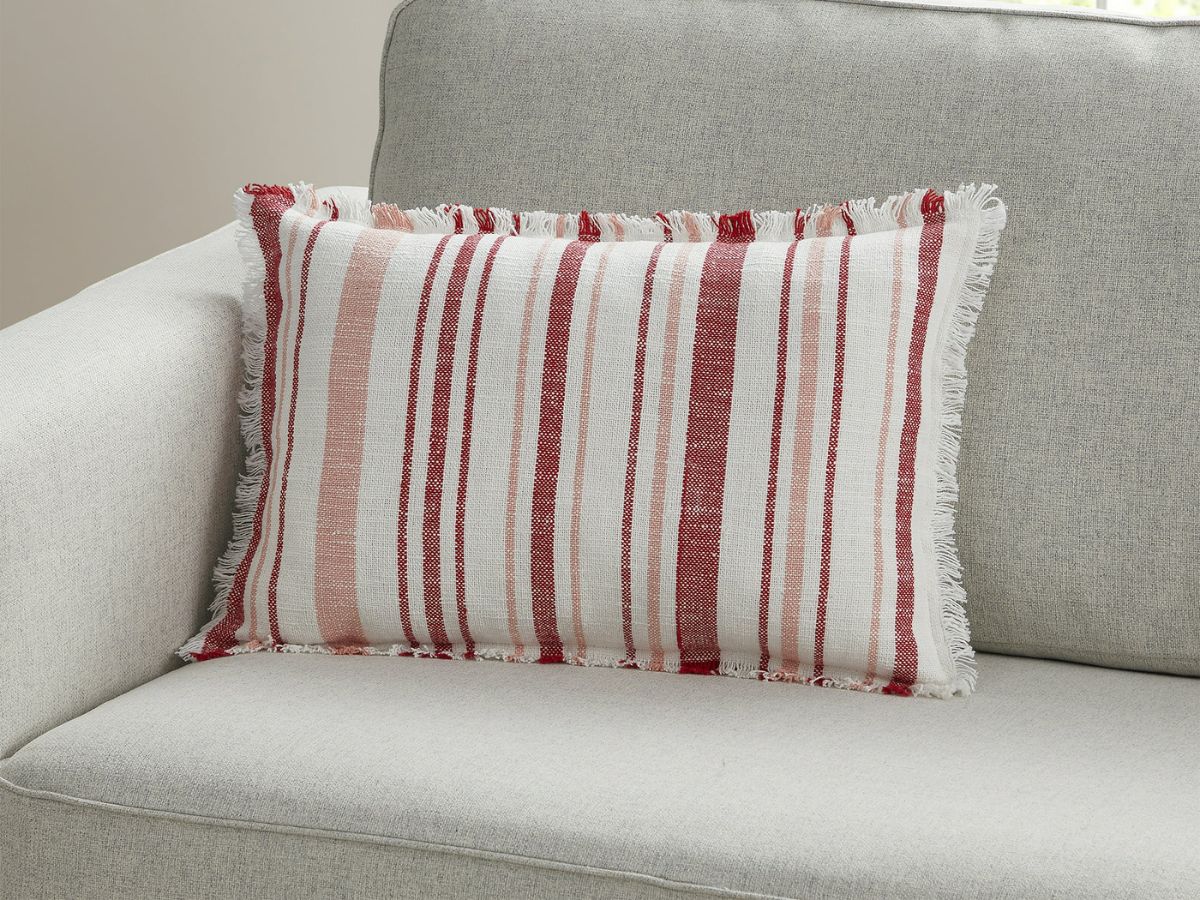 Gap Home Red Striped Throw Pillow on a chair