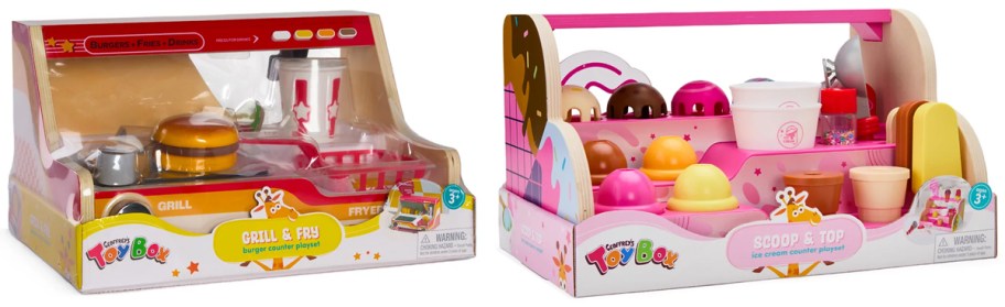 Geoffrey's Toy Box Grill Fry Burger and Scoop Top Ice Cream Counter Playsets