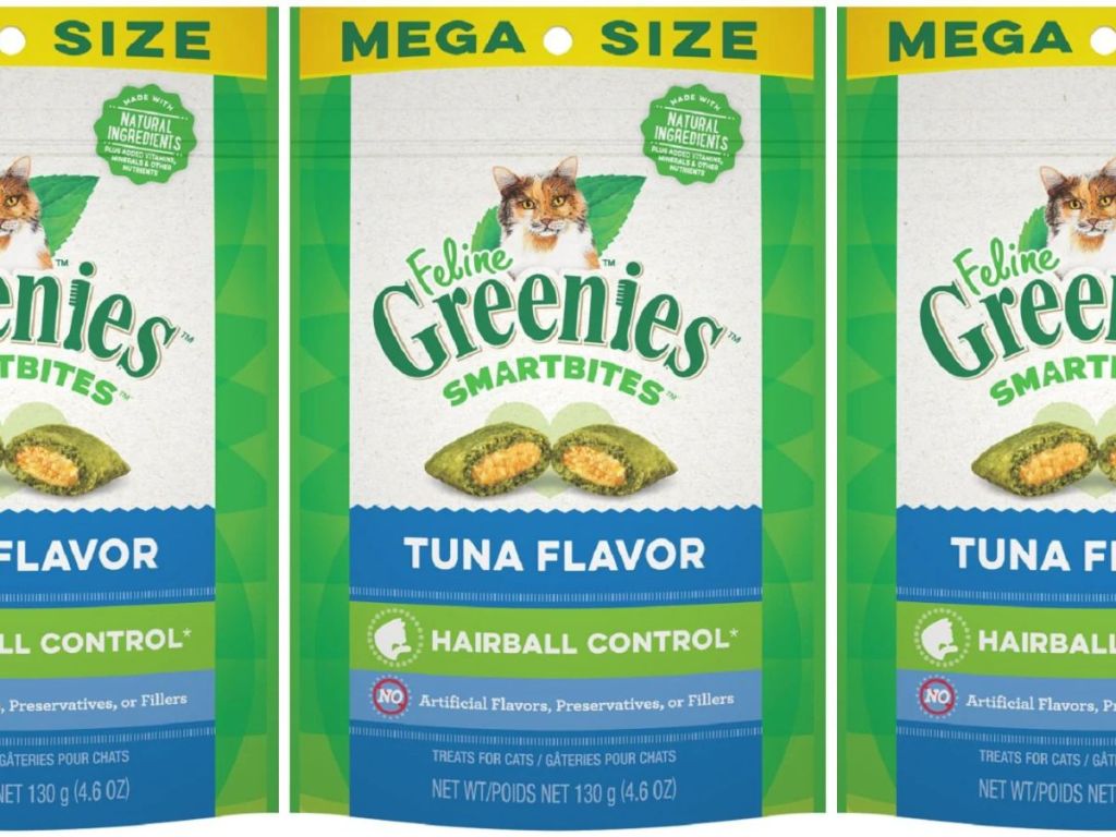 3 bags of greenies cat treats