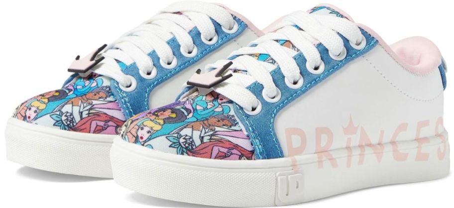 white sneakers with Disney princess print