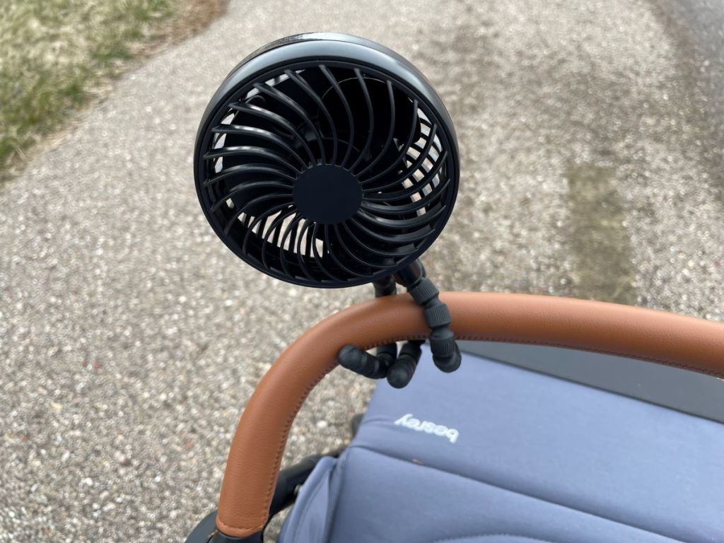 Fan attached to a stroller