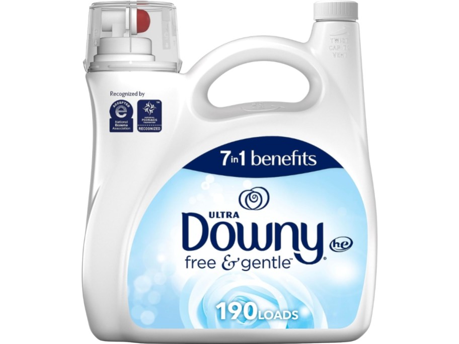 large bottle of Downy Free & Gentle Laundry Liquid Fabric Softener 140oz - 190 Loads