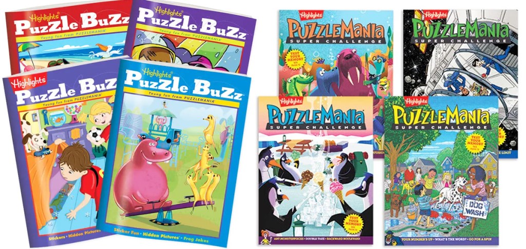two 4-pack sets of highlights puzzle books