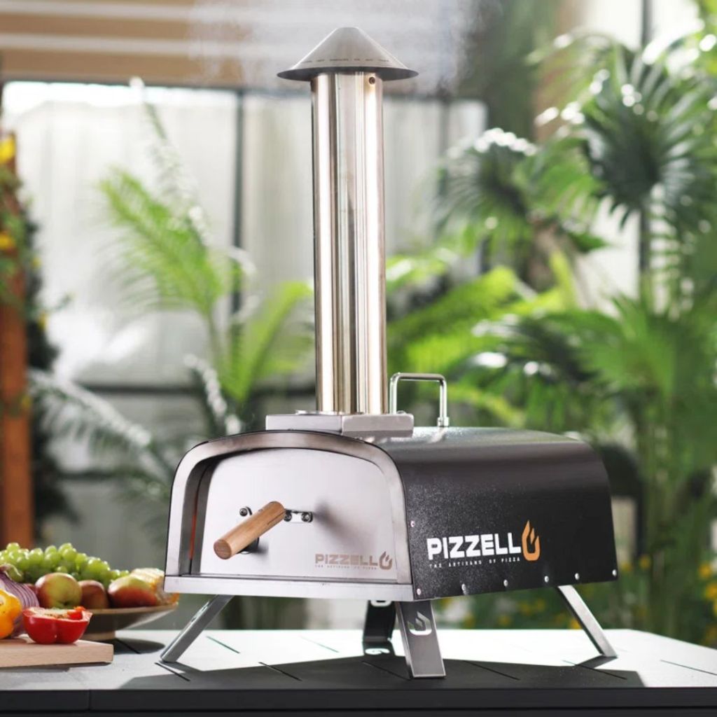 PIZZELLO Stainless Steel Freestanding Pizza Oven in Black